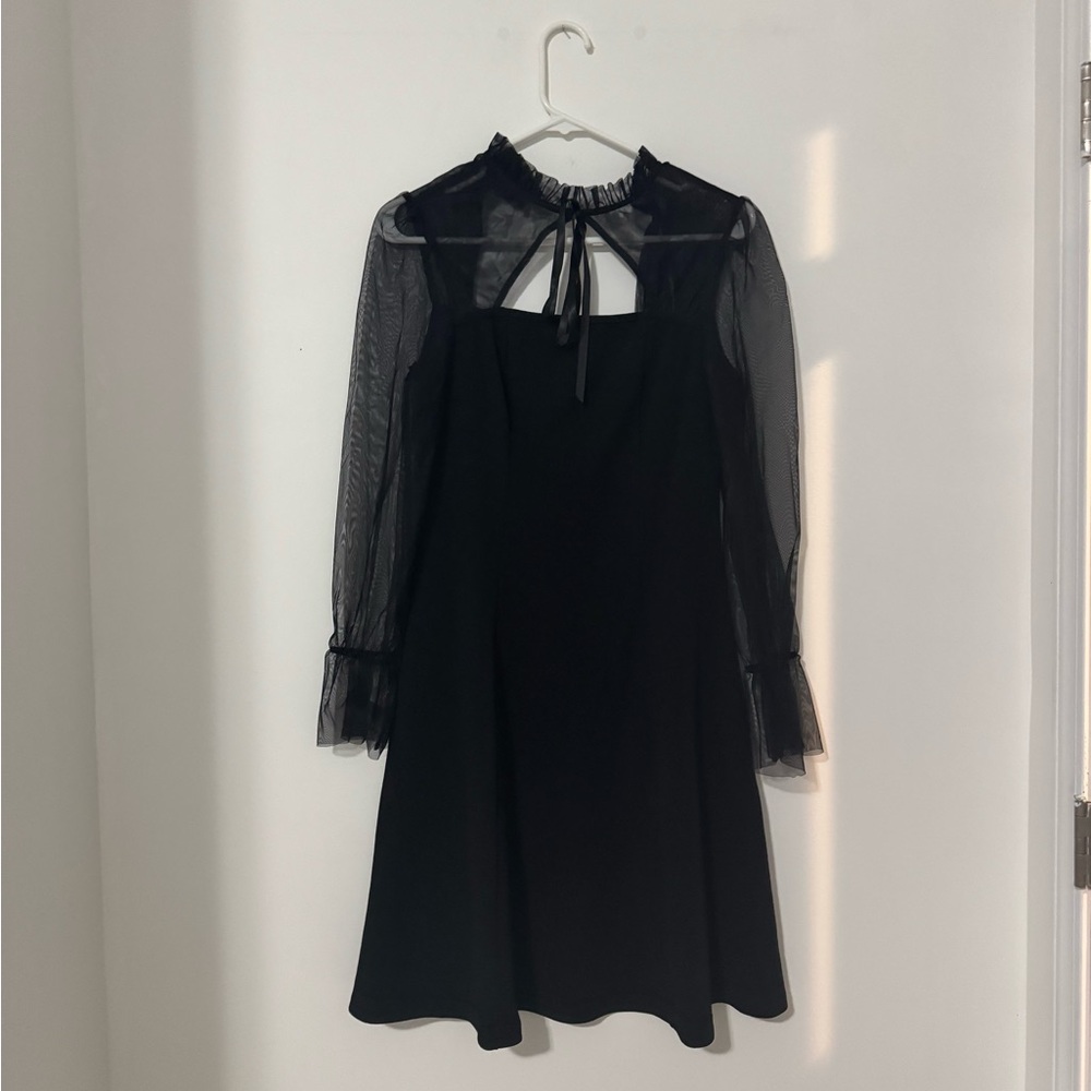 Elegant Black Sheer Sleeve Dress